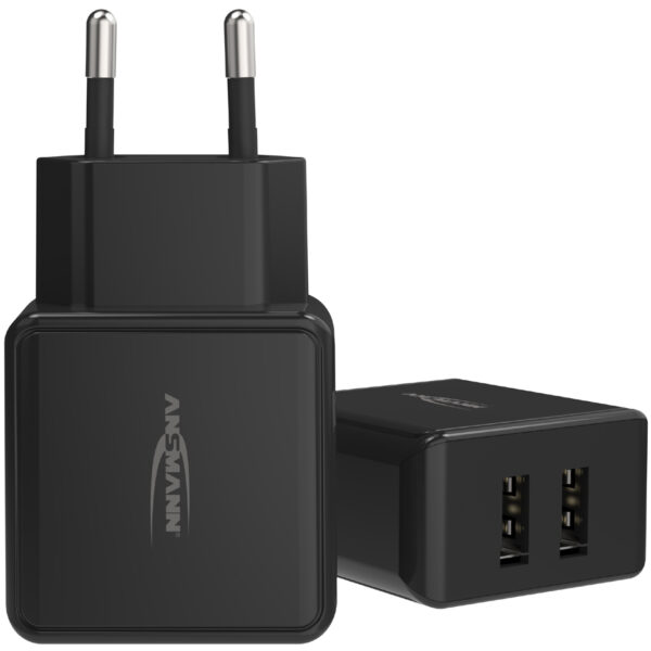 ANSMANN - USB-lader met 2 USB-A-poorten - Voor wandcontactdoos