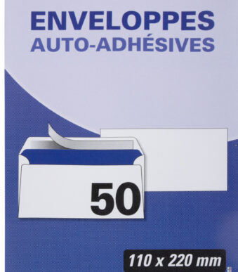 Oxford envelop Velin, 110x220 mm, wit, 80 g/m2, z. venster, zelfkl., 50 st.