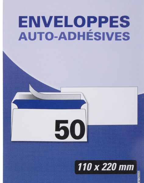 Oxford envelop Velin, 110x220 mm, wit, 80 g/m2, z. venster, zelfkl., 50 st.