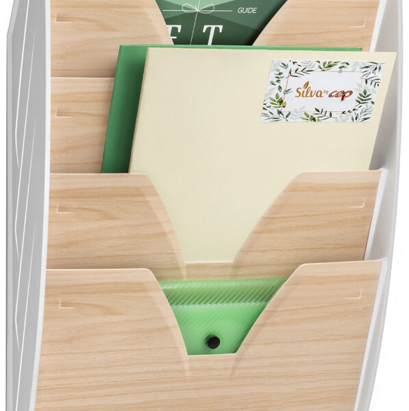 CEP - Wanddisplay Silva - A4 - 5 vakken - Wit/beuken