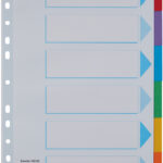Esselte kartonnen tabbladen, blanco, A4, 6-delig, meerkleurig