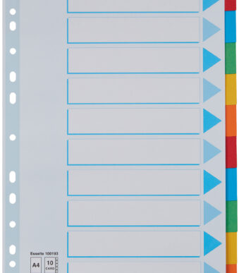 Esselte kartonnen tabbladen, blanco, A4, 10-delig, meerkleurig