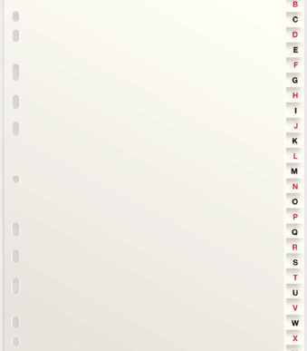 Oxford kartonnen tabbladen, A-Z, zonder ´ST´/´SCH´, A4, 26-delig