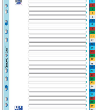 ELBA kunststof tabbladen, cijfers, DIN A4+, gekleurd, 31-delig