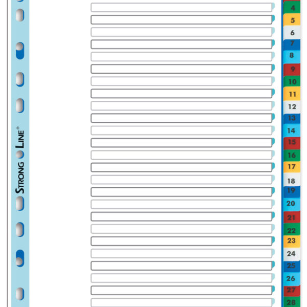 ELBA kunststof tabbladen, cijfers, DIN A4+, gekleurd, 31-delig