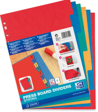 Oxford kartonnen tabbladen, blanco, DIN A4+, gemarmerd, 6-delig