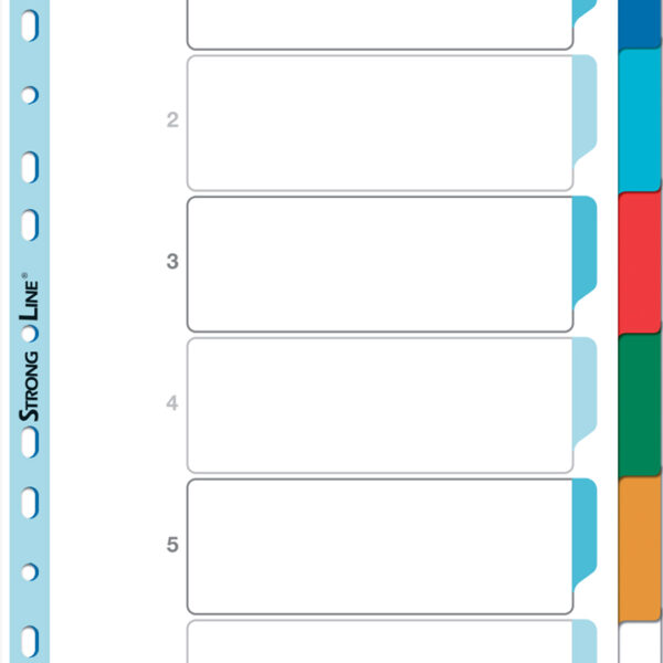 Oxford kunststof tabbladen, blanco, gekleurd, DIN A4, 6-delig