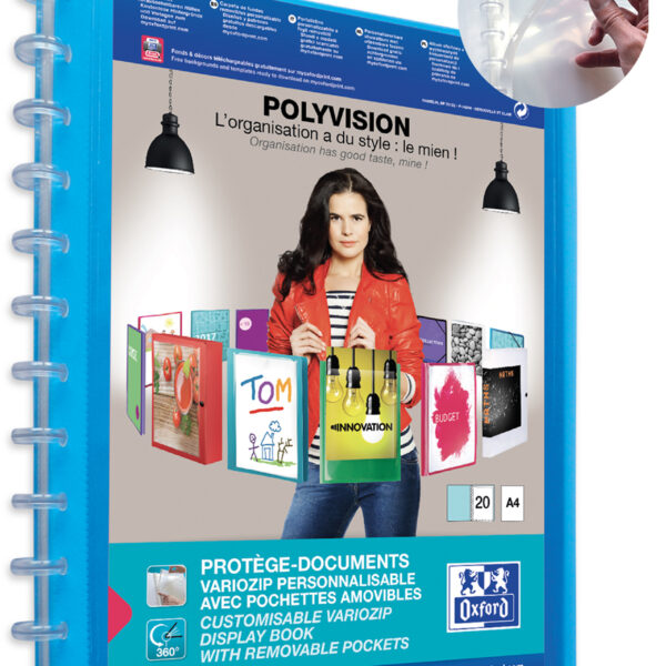 Oxford zichtmap Vario-Zipp POLYVISION, kleur: blauw