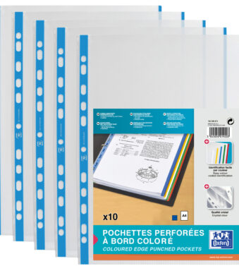 Oxford brochurehoes, DIN A4 met gekleurde rand, PP, blauw