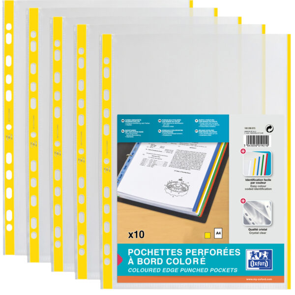 Oxford brochurehoes, DIN A4 met gekleurde rand, PP, geel
