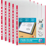 Oxford brochurehoes, DIN A4 met gekleurde rand, PP, rood