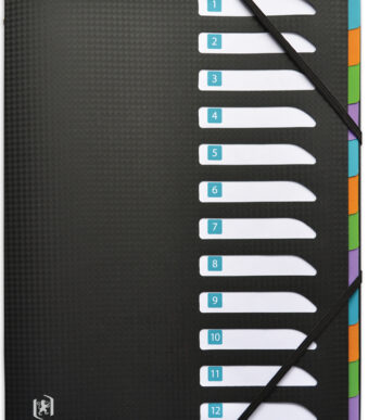 Oxford sorteermap memphis, A4, 12 vakken, zwart