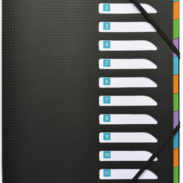 Oxford sorteermap memphis, A4, 12 vakken, zwart