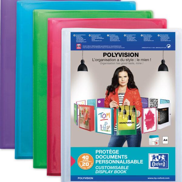 Oxford presentatie-zichtmap POLYVISION, A4, 20 zichttassen, kleuren assorti