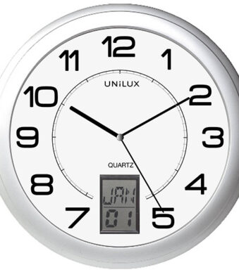 UNiLUX wandklok / quartz uurwerk ´INSTINCT´, diameter: 305mm, zilver