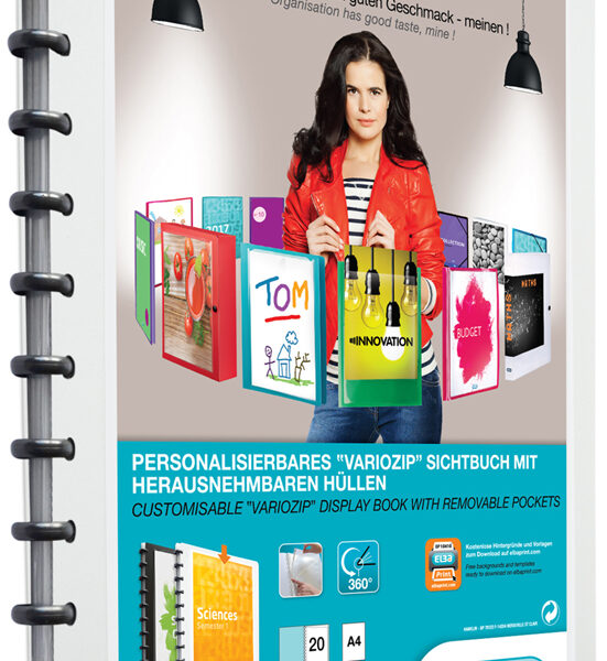 Oxford vario-zipp ringband overhead, A4, wit