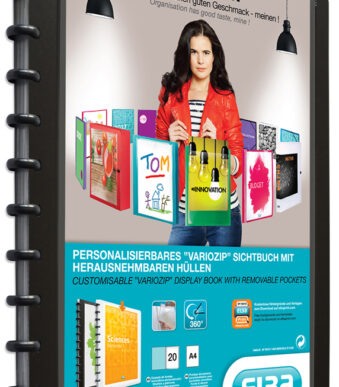 Oxford vario-zipp ringband overhead, A4, zwart