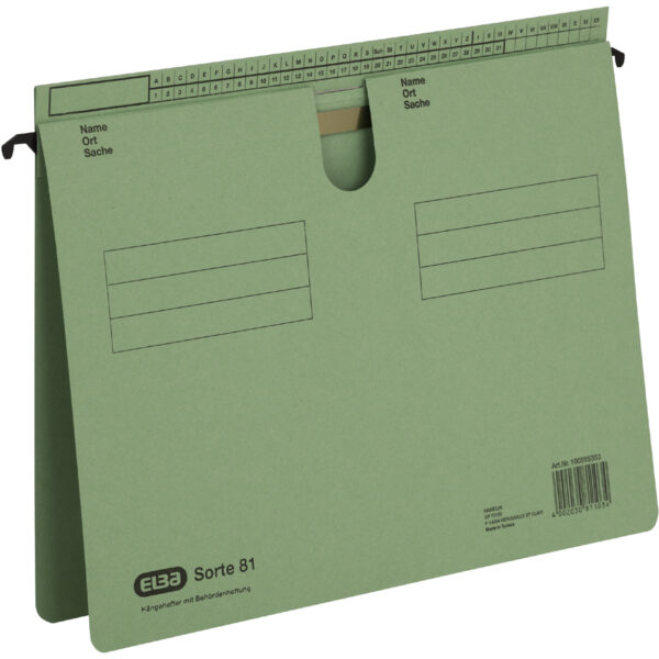 ELBA hanghechtmap type 81, opstaande ruitervouw, groen