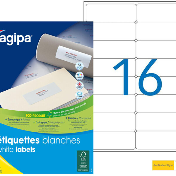 Adresetiketten, wit, 99,1 x 33,9 mm