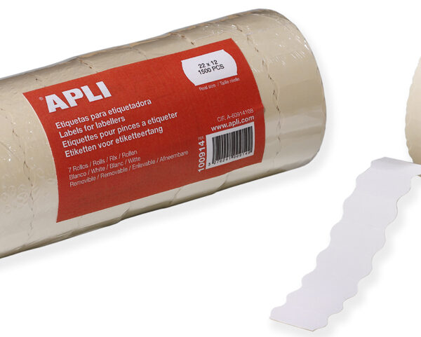 APLI etiketten voor prijstang, 22 x 12 mm, wit, verwijderbaar