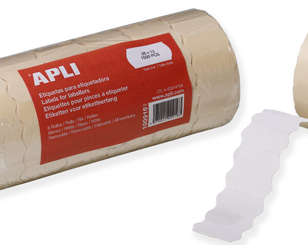 APLI etiketten voor prijstang, 26 x 12 mm, wit, verwijderbaar