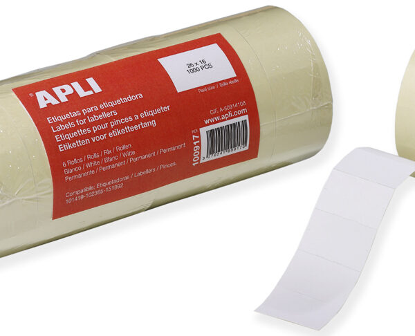 APLI etiketten voor prijstang, 26 x 16 mm, wit, permanent