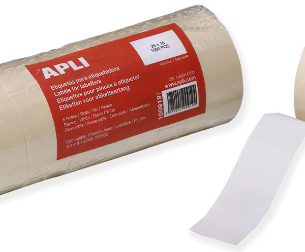 APLI etiketten voor prijstang, 26 x 16 mm, wit, verwijderbaar