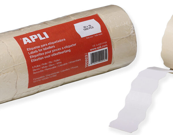 APLI etiketten voor prijstang, 26 x 16 mm, wit, verwijderbaar