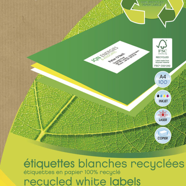 Gerecyclede Multifunctionele Etiketten, 105 x 148,5 mm, wit