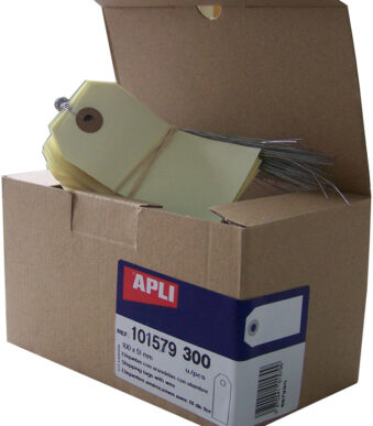 APLI hanglabel, 100 x 51 mm, neutraal, met draad, beige