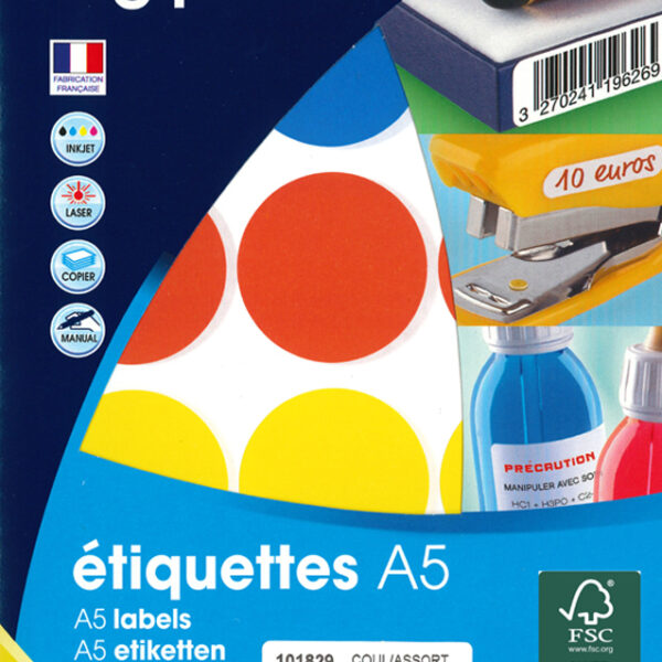 Gekleurde markeerplakkers, rond, diameter 45 mm