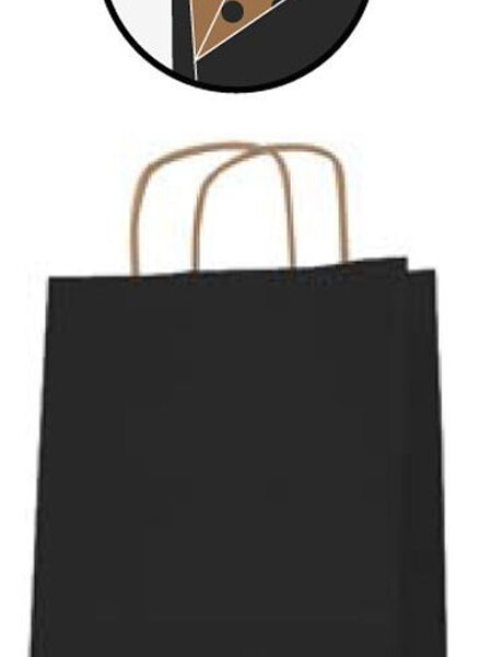 APLI papieren draagtas van kraftpapier, 250 x 110 x 310 mm, zwart