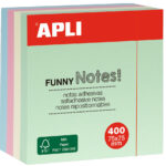 APLI zelfklevende memo kubus 'FUNNY Notes!', 75 x 75 mm, kleuren assorti