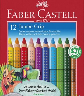 Faber-Castell Driehoekige Gekleurde Potloden Jumbo Grip, Etui met 12 Stuks