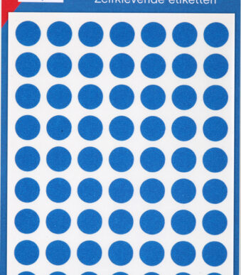 Hier is een voorgestelde Nederlandse producttitel: Blauwe ronde stickertjes, diameter 8 mm