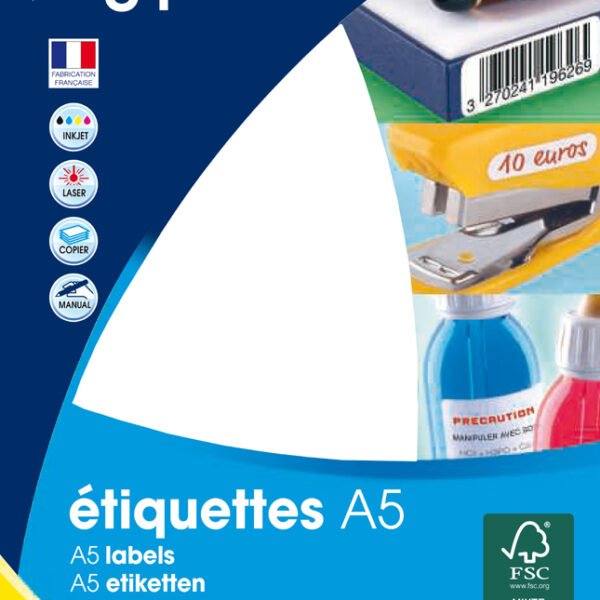 Universele etiketten, 6 x 33,5 mm, wit