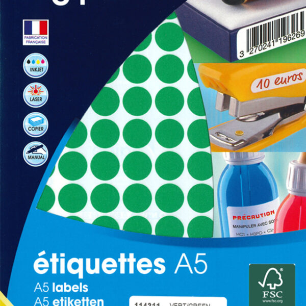 Groene ronde markeringsstickers, diameter 15 mm