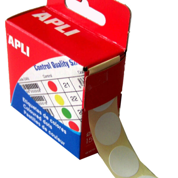 APLI Markeringsstickers, diameter 15 mm, rond, wit