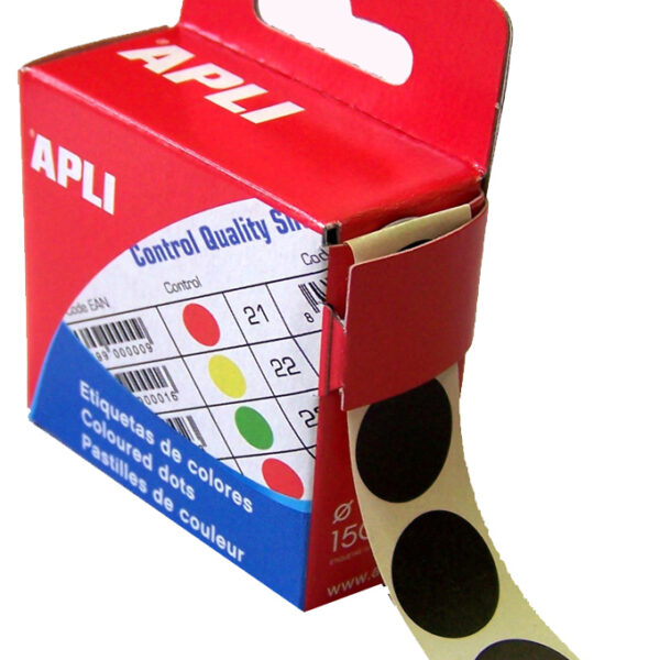 Markeerknop stickers, diameter 15 mm, zwart