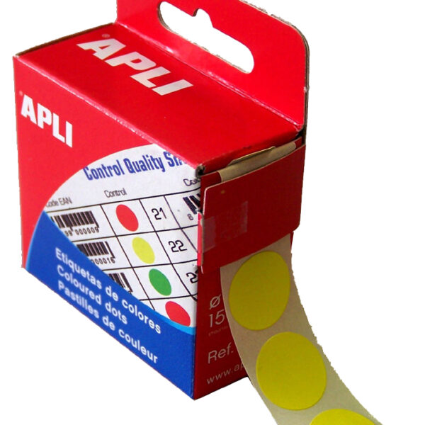 Kleurcodering stickers, diameter 15 mm, rond, geel