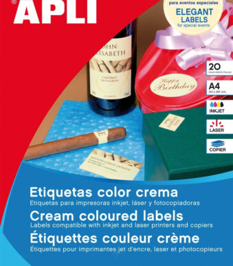 Universele ovale etiketten, 63,5 x 42,3 mm, crème