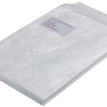 Tyvek akte-envelop met zijvouw C4, 22,9 x 32,4 x 2 cm, met venster, 70 g/m2, zelfklevend, wit, 100 s