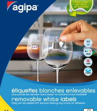 agipa etiketten, 22 x 16 mm, wit, 25 vel, verwijderbaar