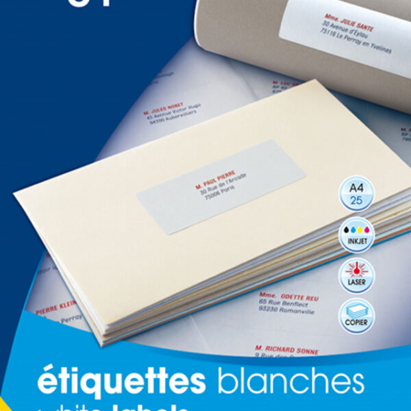 Universele etiketten - Kleine verpakking, 210 x 297 mm, wit