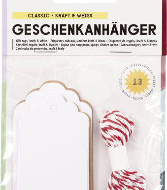 Cadeau-labels lang, naturel & wit, inclusief koord