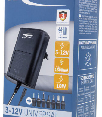 Universal adapter, 18 W / 3-12 V