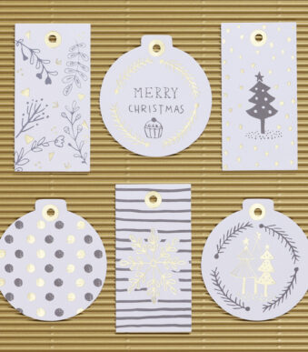 Cadeaulabels 'Kerst Hotfoil', inclusief koord