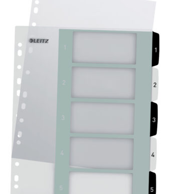 LEITZ kunststof tabbladen WOW, cijfers, A4 extra breed, 1-5