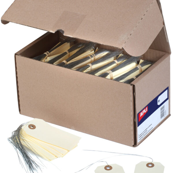 APLI hanglabel, 100 x 51 mm, neutraal, beige, met draad