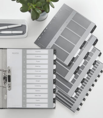 LEITZ kunststof tabbladen WOW, cijfers, A4 extra breed, 1-12